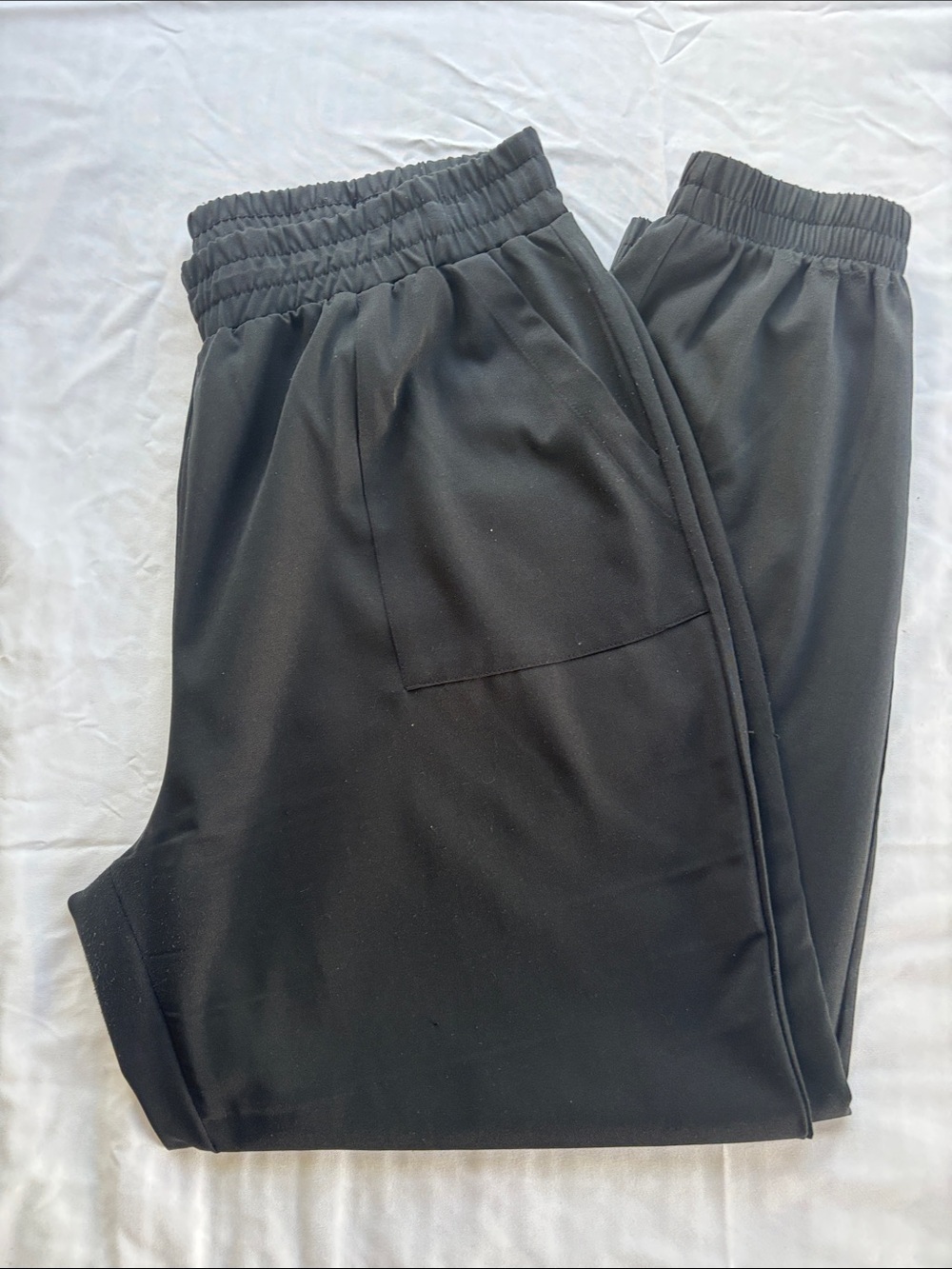 Marled Black Elastic Waist Jogger Pants
